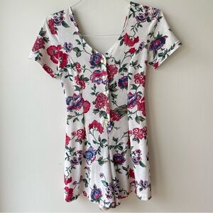Vintage 90s Floral Button-Down Romper Small